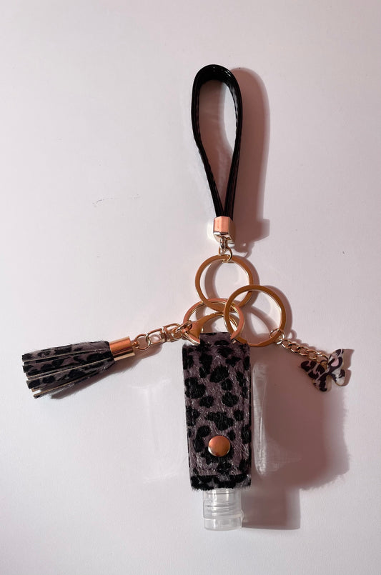 Black Animal Print Hand Sanitizer Keychain