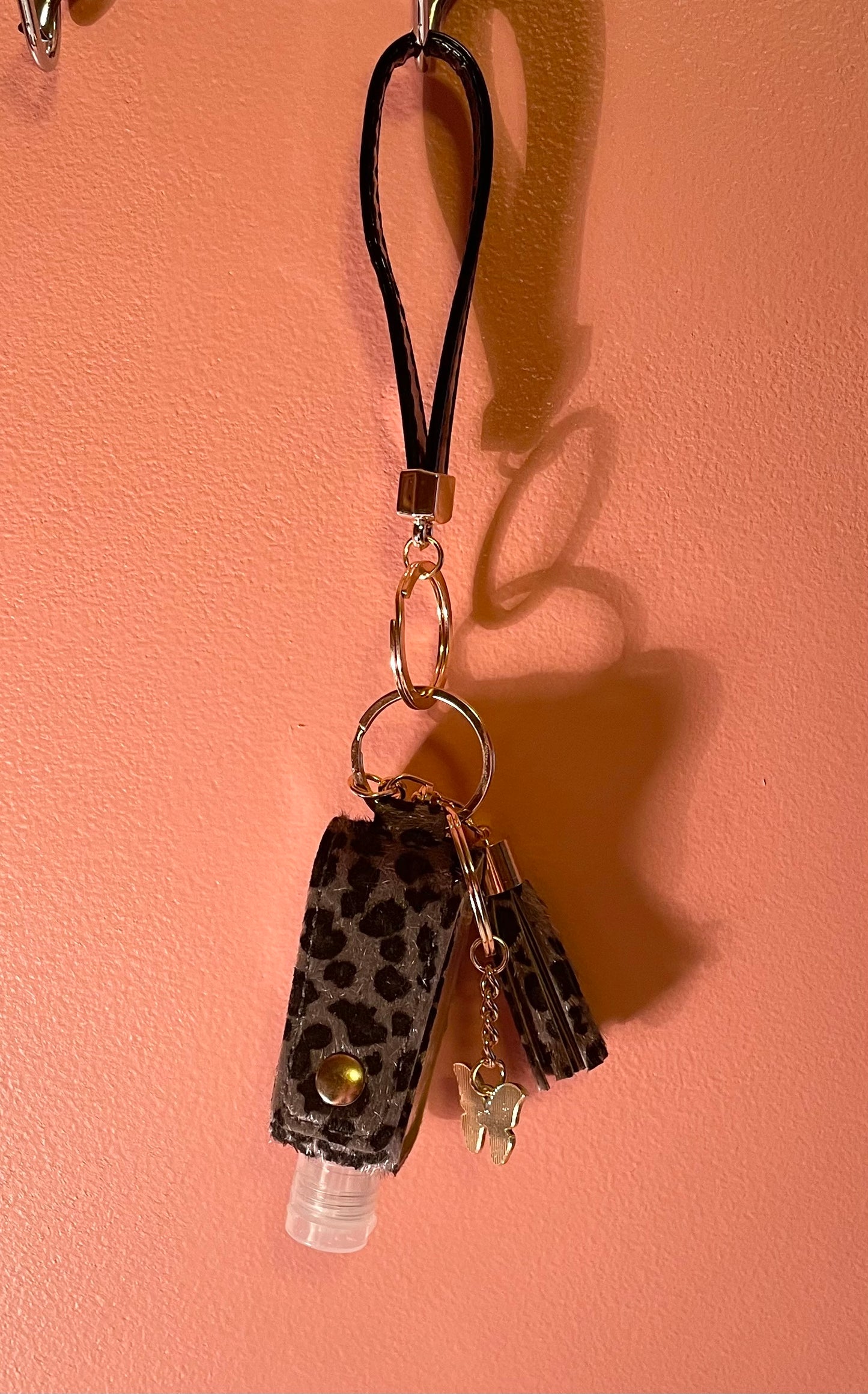 Black Animal Print Hand Sanitizer Keychain