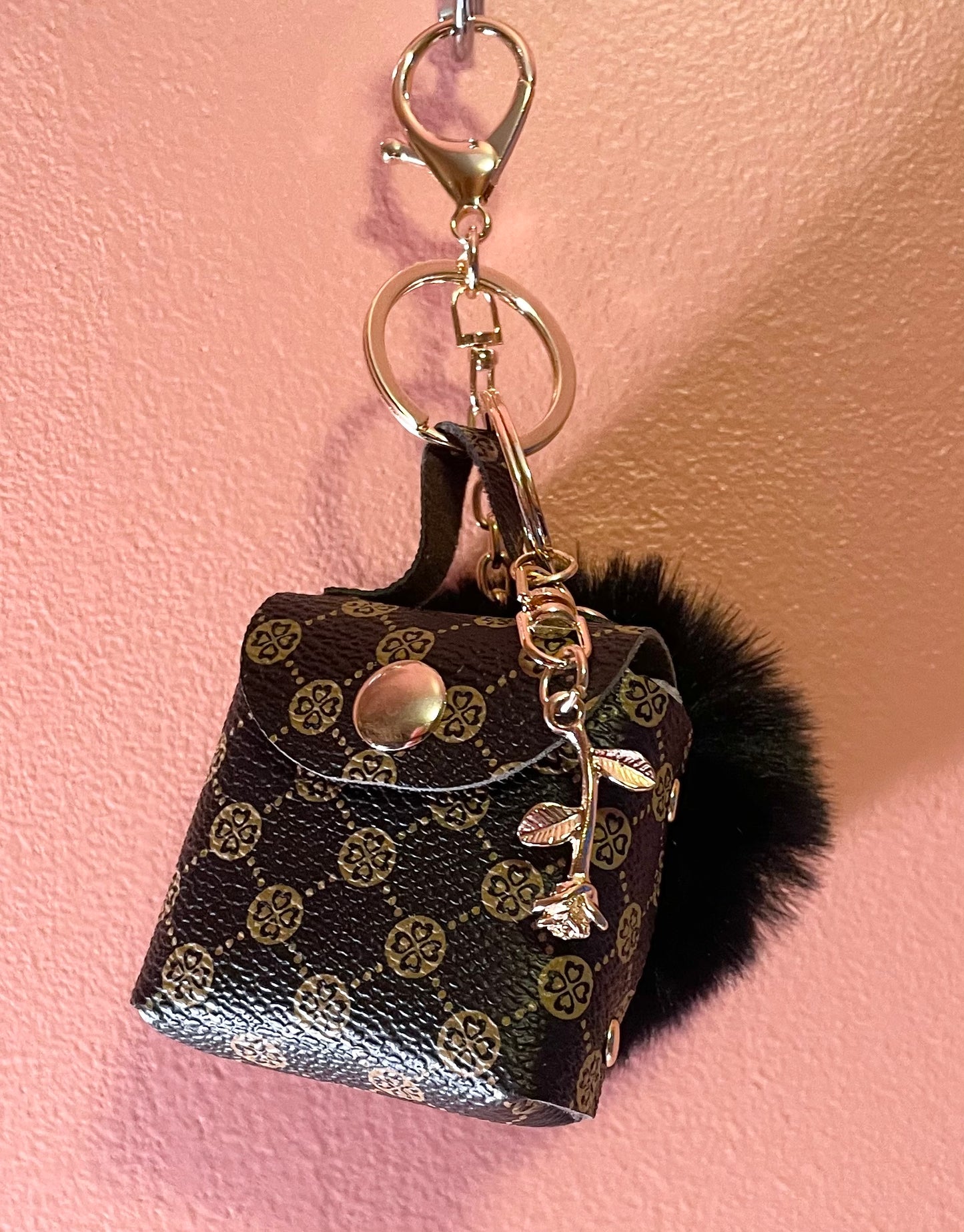 Brown and Gold Coin Purse Keychain