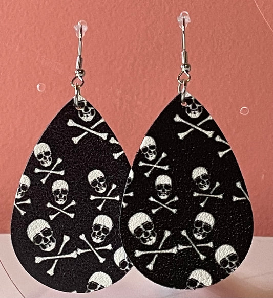 Black and White Skull Earrings