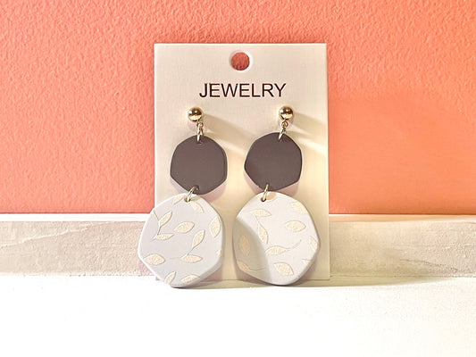 Light Gray and Black Earrings