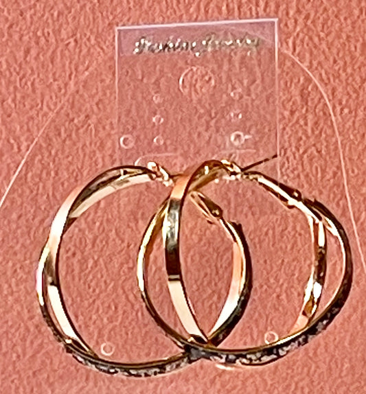 Gold and Black Double Hoop Earrings